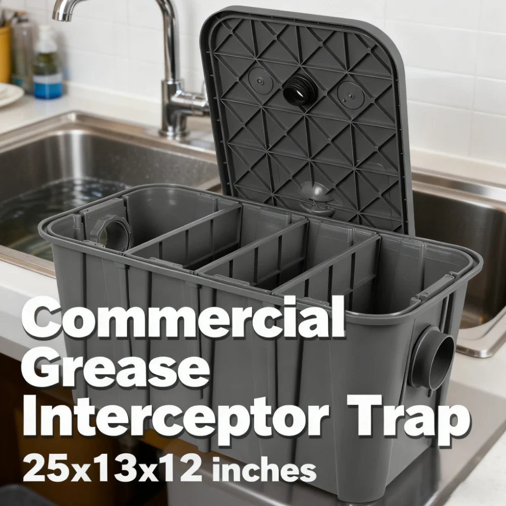 فاصل الزيت والماء البلاستيكي التجاري مع سلة مرشح قابلة للإزالة مجموعة مصيدة الشحوم تمنع قباقيب ورائحة لمطعم المقهى #5