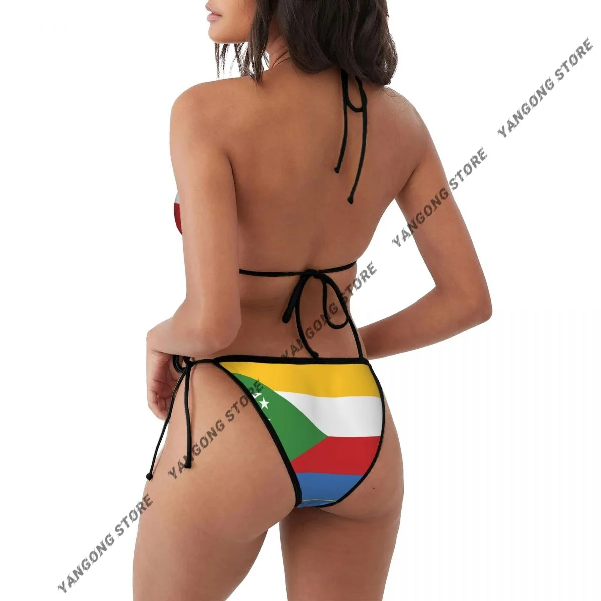 Mulher maiô de duas peças comoros bandeira banho feminino conjunto de biquíni sexy biquíni baixo wasit maiô