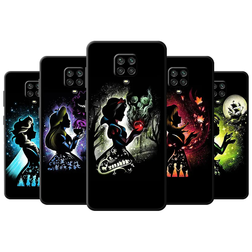 Disney Cartoon Princess Black Soft Case for Xiaomi Redmi Note 9 8 7 12 11 Pro 10S 12S 11S 9S 13 Pro 10 9T 8T 12 Cover Armor