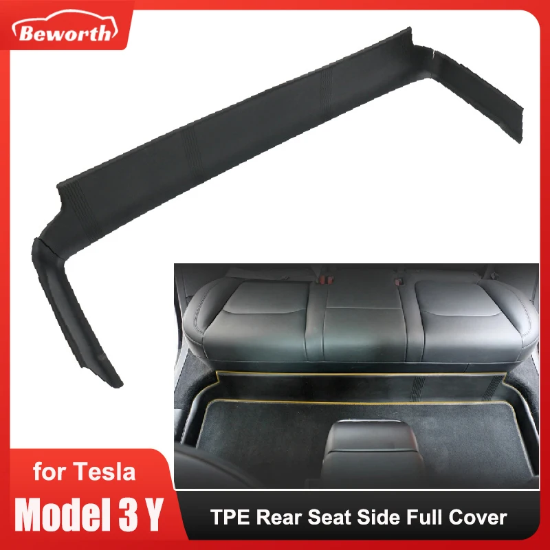 Rear Seat Side Full Cover for Tesla Model Y 3 2023 TPE Anti Kick Guards Surface Corner Lengthened Cushion Protector Accessories