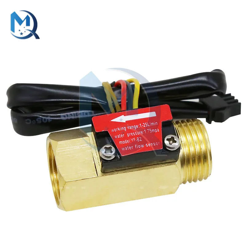 4 Points Copper Flowmeter YF-B2 Flow Meter Flow Sensor Water Flow Sensor Switch Copper Shell Hall Flowmeter DC5-18V