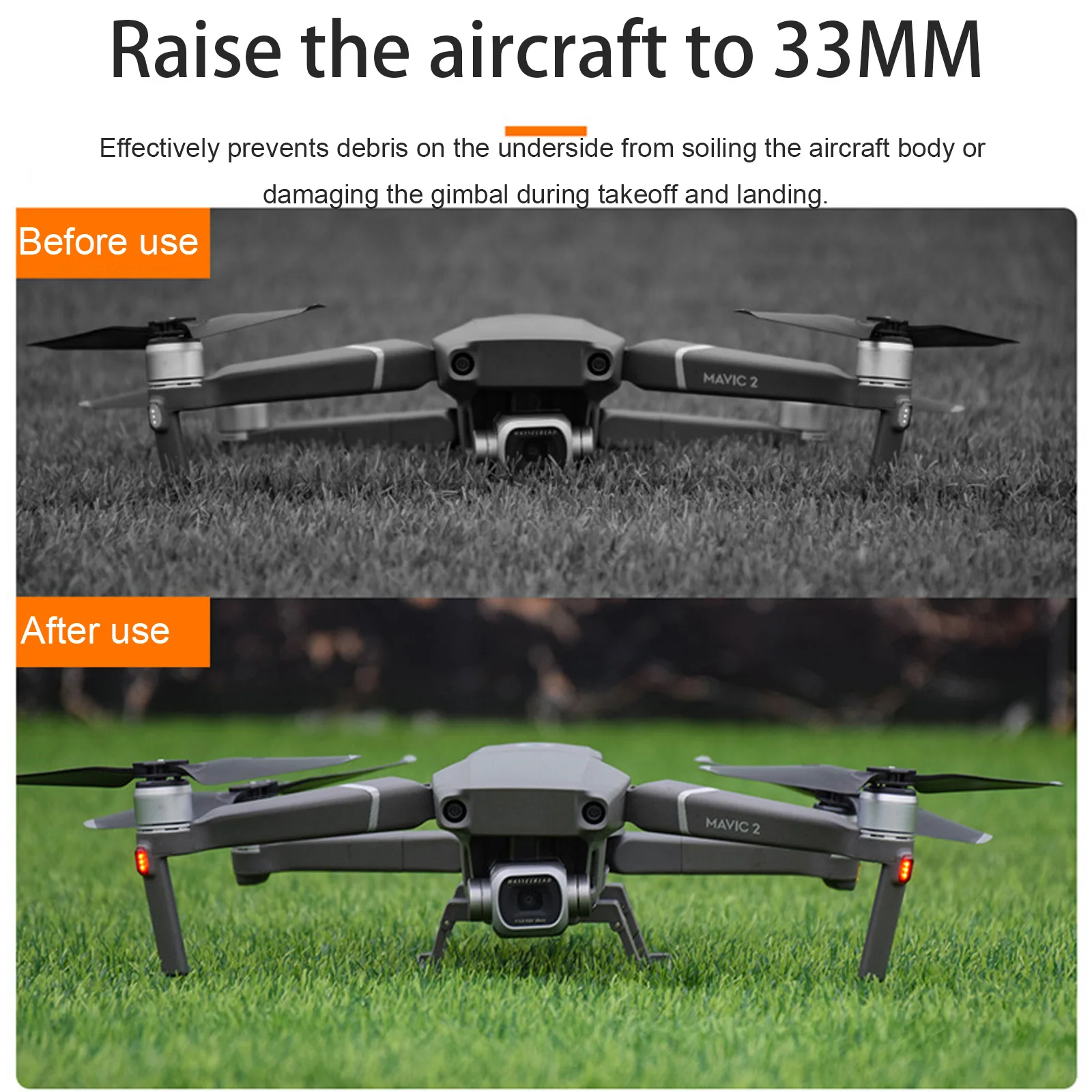 Airixxi Dji Mavic 2 Pro Zoom Foldable Extended 33mm Landing Gear Height Extender Drone Accessory