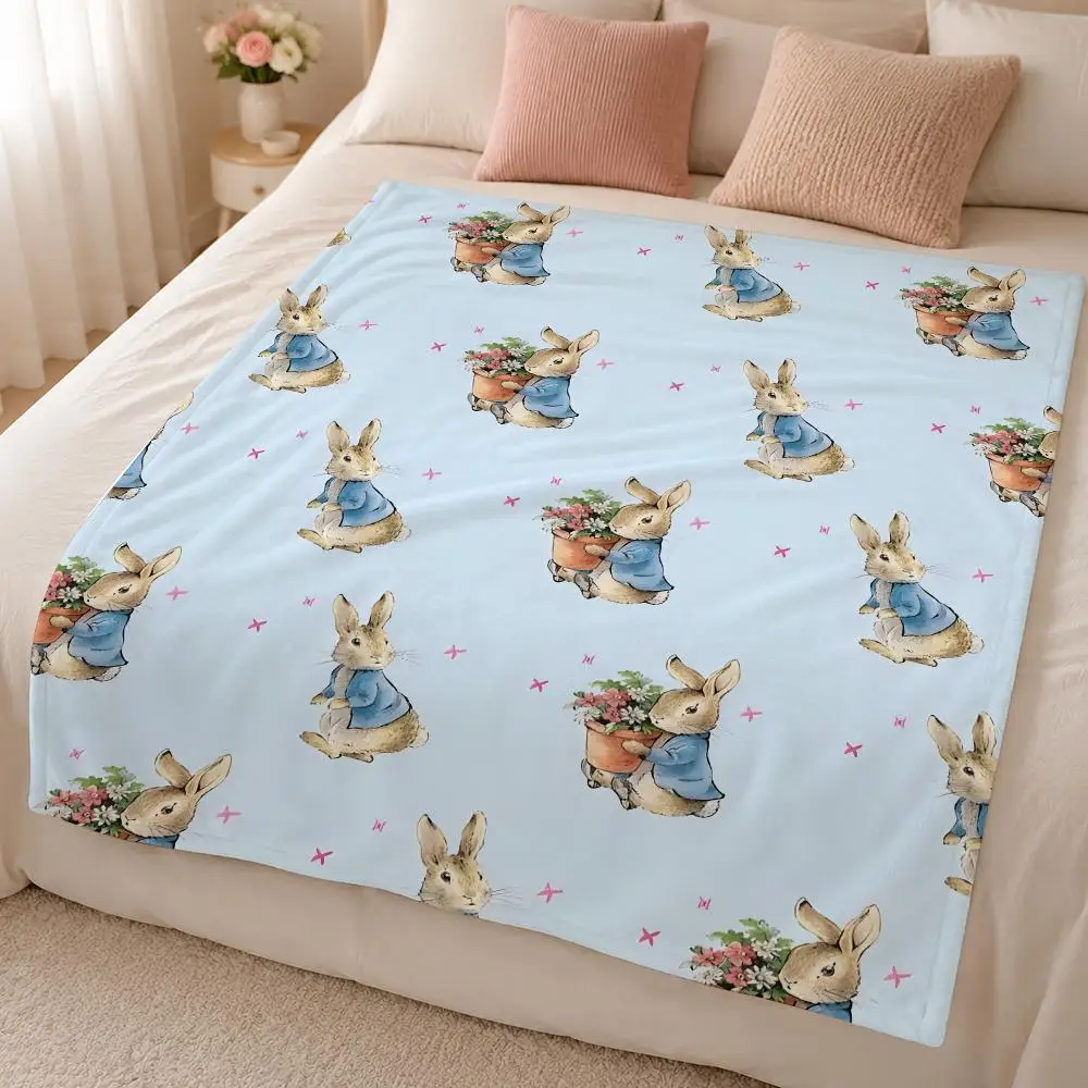 Character P-Peter Rabbit Classic Storybook Animal Throw 320g Soft Flannel Fleece Throw Blanket Cover Sofa Bed Dorm Nap Gift