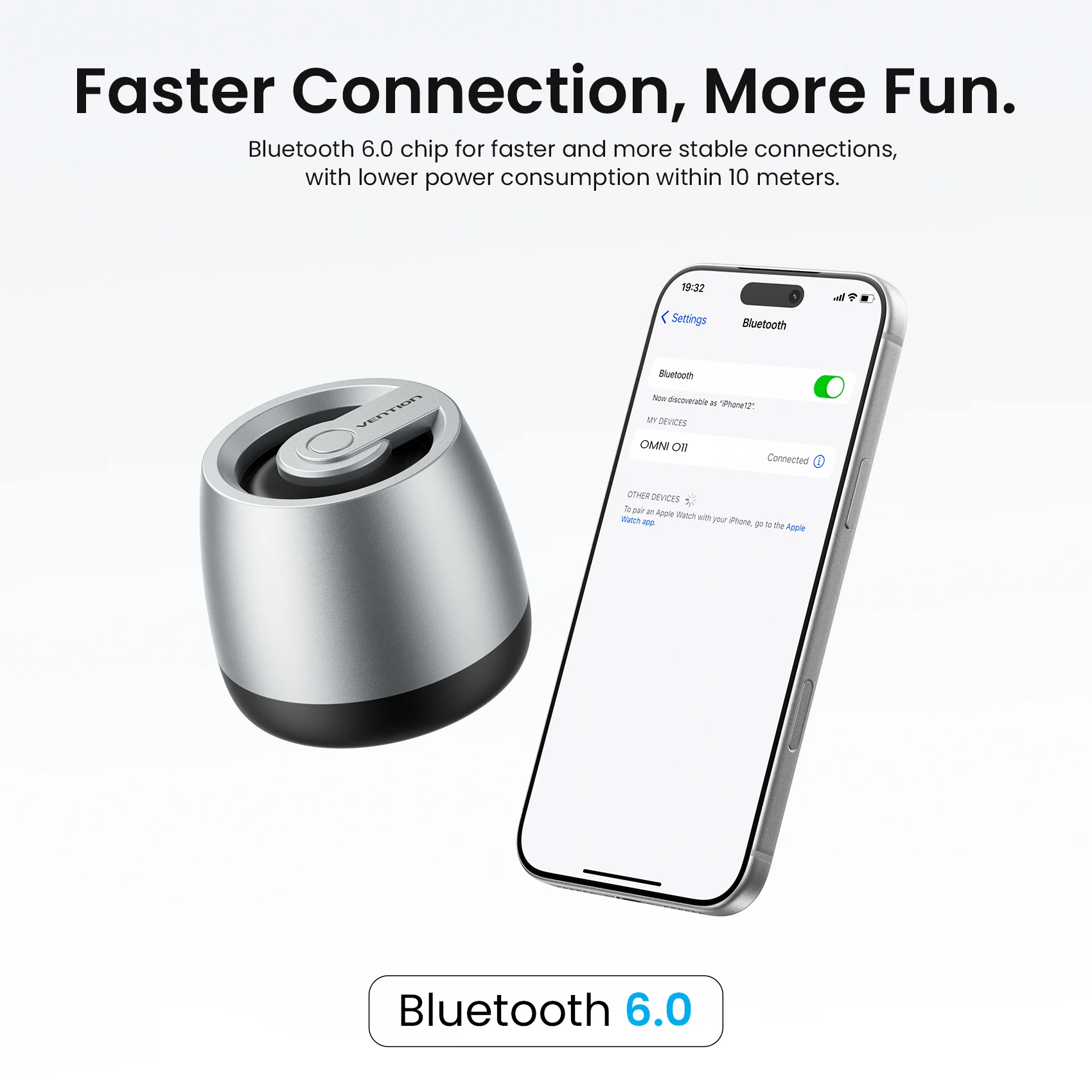 Vention Portable Bluetooth 6.0 Wireless Speaker Big Audio 1200MAh Battery Life Desktop Soundbox Music Surround Bass Box Speakers - view 6