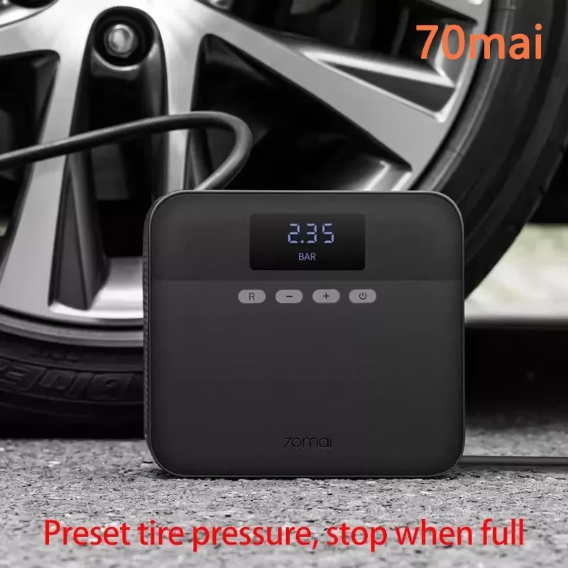 70mai Air Pump Tire Inflator Portable Air Compressor  2.3-5BAR Fast Inflation 30Min Continuous Smart Memory Auto Stop Compact