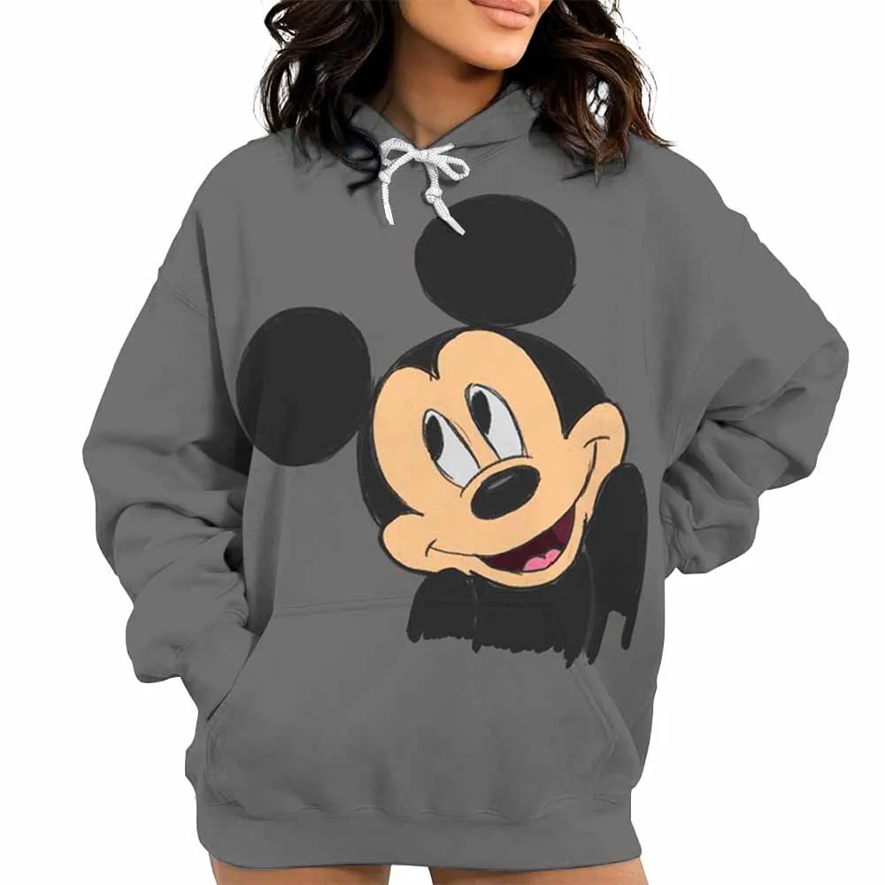 جديد مطبوعة المرأة هوديس ميكي ماوس طباعة ثلاثية الأبعاد قناع السترة البلوز مع جيب هوديي الشارع الشهير فضفاضة مريحة