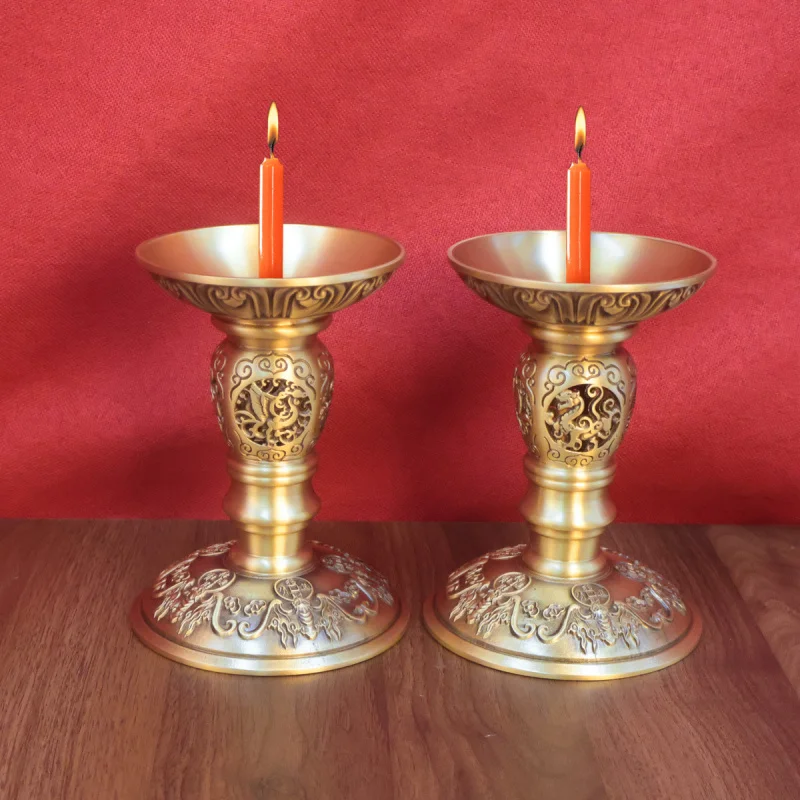 Four Mythical Beasts Brass Ornament Eternal Light Home Use Buddha Candle Holder Torma Offering Lamp Buddh
