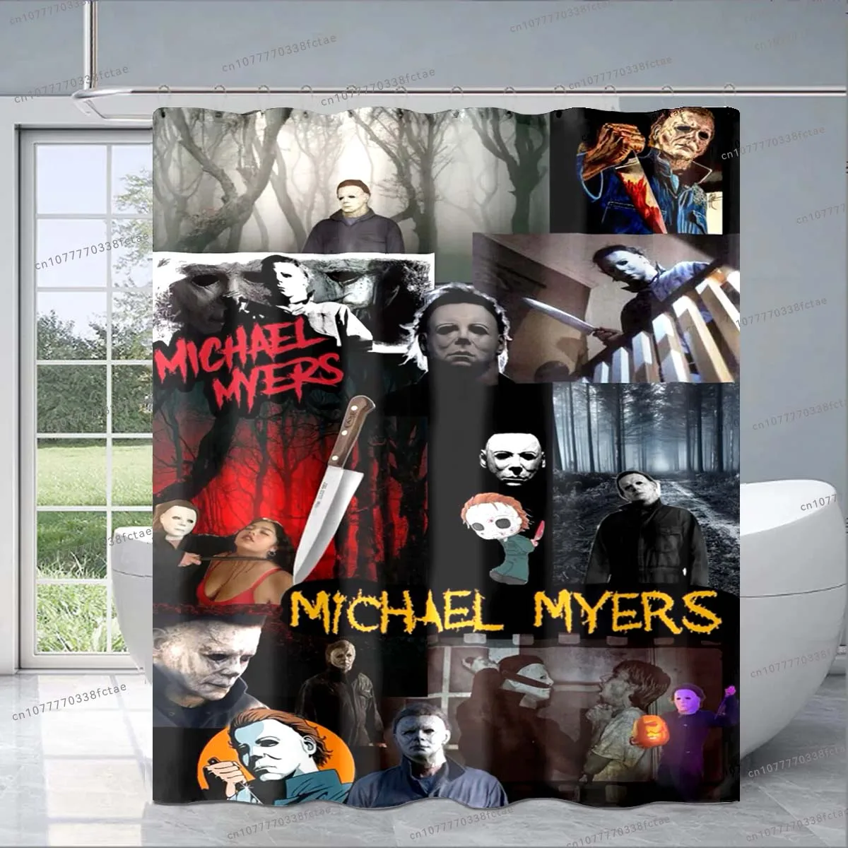 Halloween Michael Myers Shower Curtain Horror Movie Characters Collage Pattern Shower Curtain Bathroom Decor Shower Curtain Gift