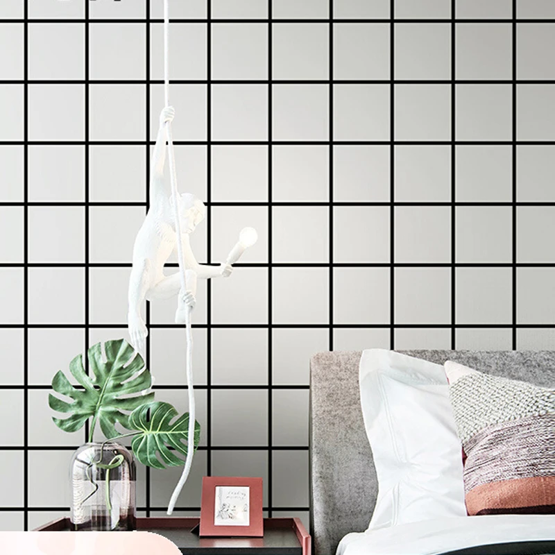 

Checkered Wall Paper Roll White Black Modern Lattice Wallpaper for Living room Bedroom TV Background Home Decor Square Pattern