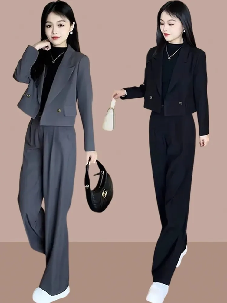 

Fashionable Small Fragrance Style Two-Piece Suit Spring Autumn Wear Professional Women's Clothing Set Elegant Long Sleeve But...