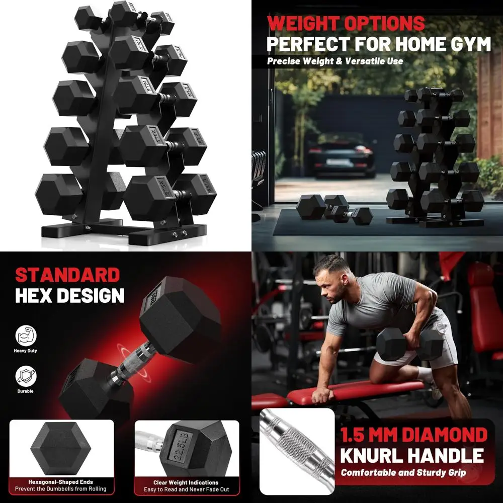 Регулируемый набор гантелей PAPABABE со стойкой для хранения, гири с резиновым покрытием от 60 до 550 фунтов, различные варианты для ручных гирь