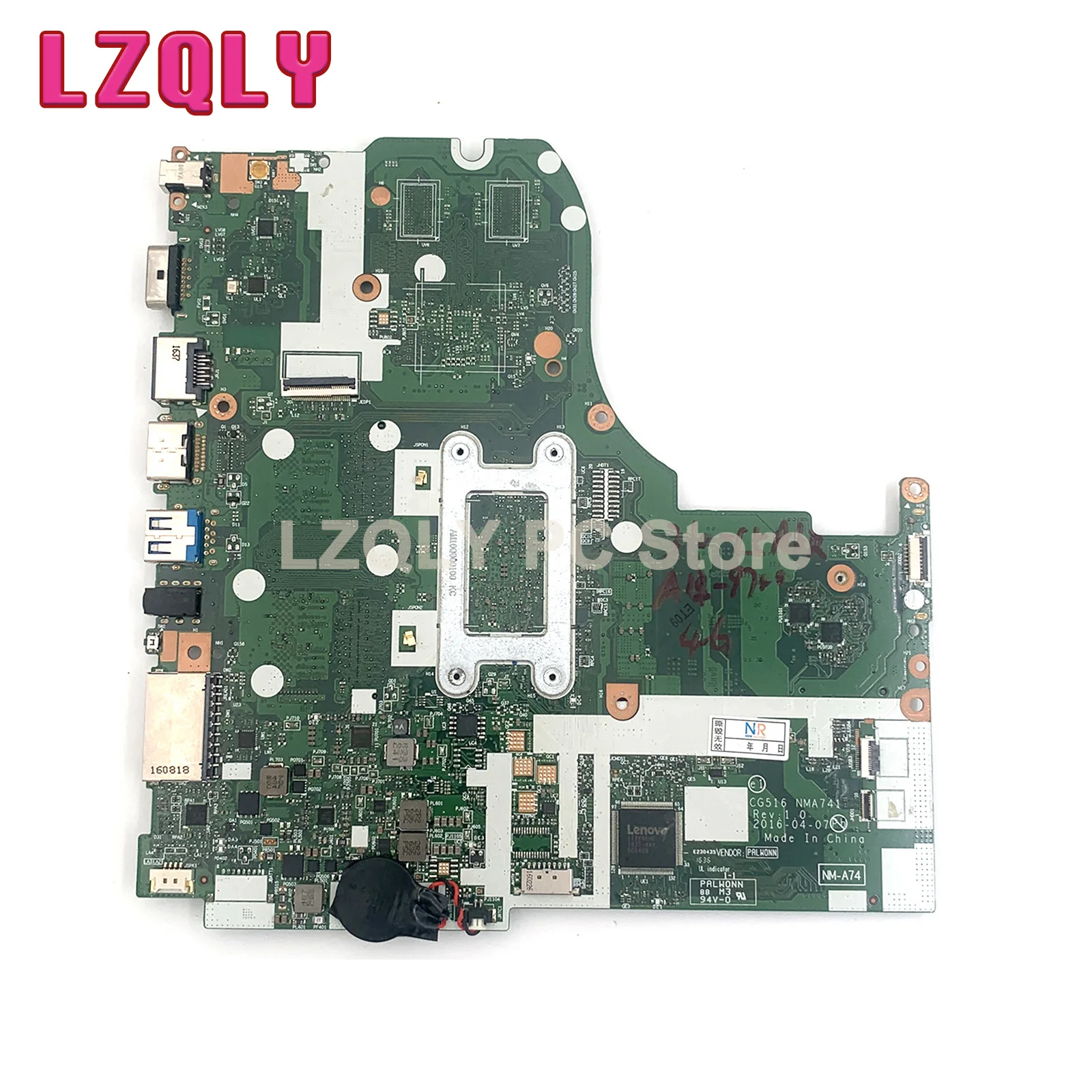 For Lenovo IdeaPad 310-15ABR Laptop Motherboard CG516 NM-A741 NMA741 With A10-9600P A12-9700P FX9800P CPU 4GB RAM DDR4