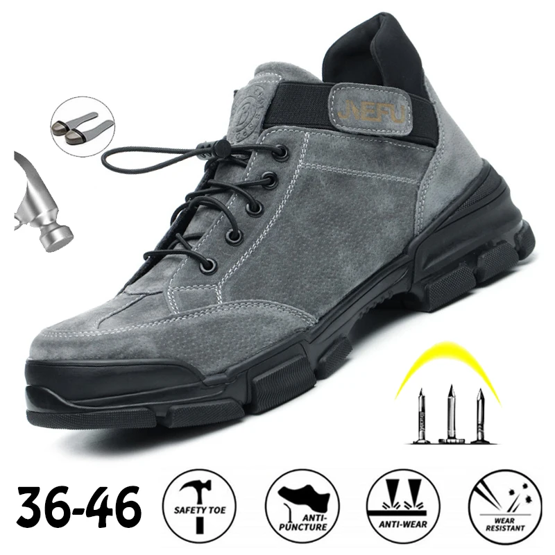 Work Sneakers Men Safety Shoes Steel Toe Cap Anticollision Fashion Outdoor Plus Size