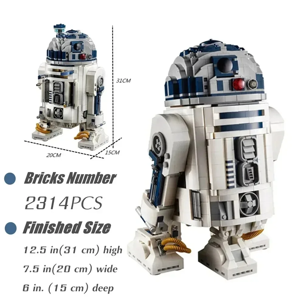 MINISO Disney NEW2314PCS 75308 FIT R2D2 R2-D2 Robot Star Space Union Model Building Block Bricks Boy Birthday Christmas Gift Toy