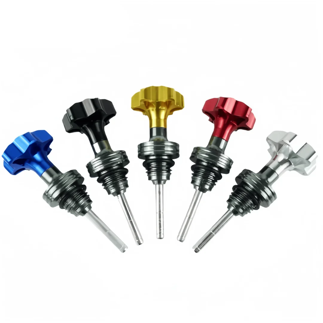 1pcs Aluminum Motorcycle Engine Oil Dipstick Filler Cap Plug Crankcase Oil Level Gauge For Scooter Universal Parts Accessories