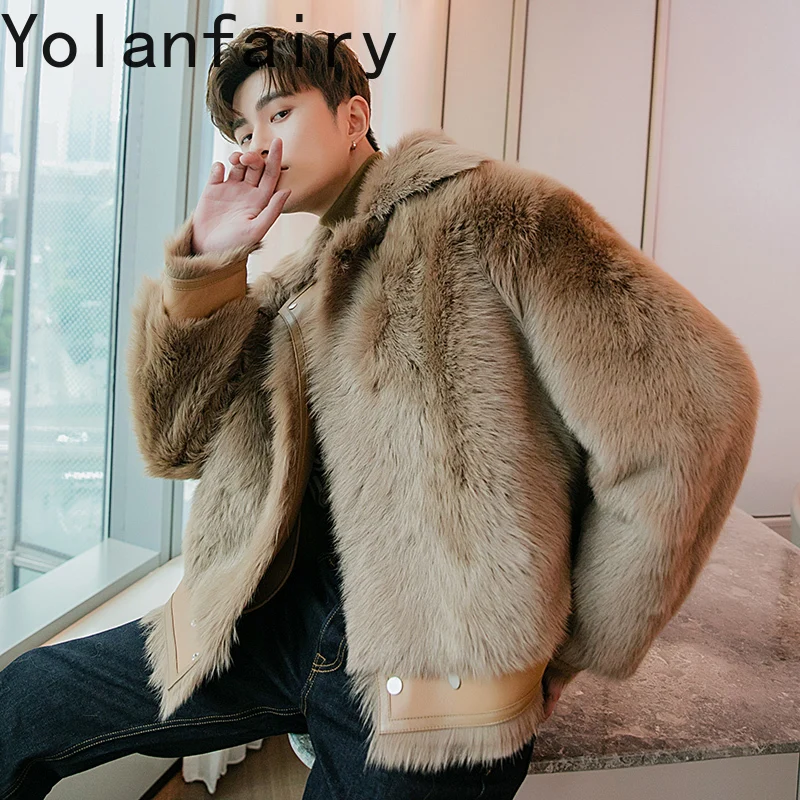 Tuscany Fur Coat Men's Winter Jacket Genuine Leather Fur Clothing Male 2023 Autumn/winter New Natural Sheep Fur Coats Trend FCY