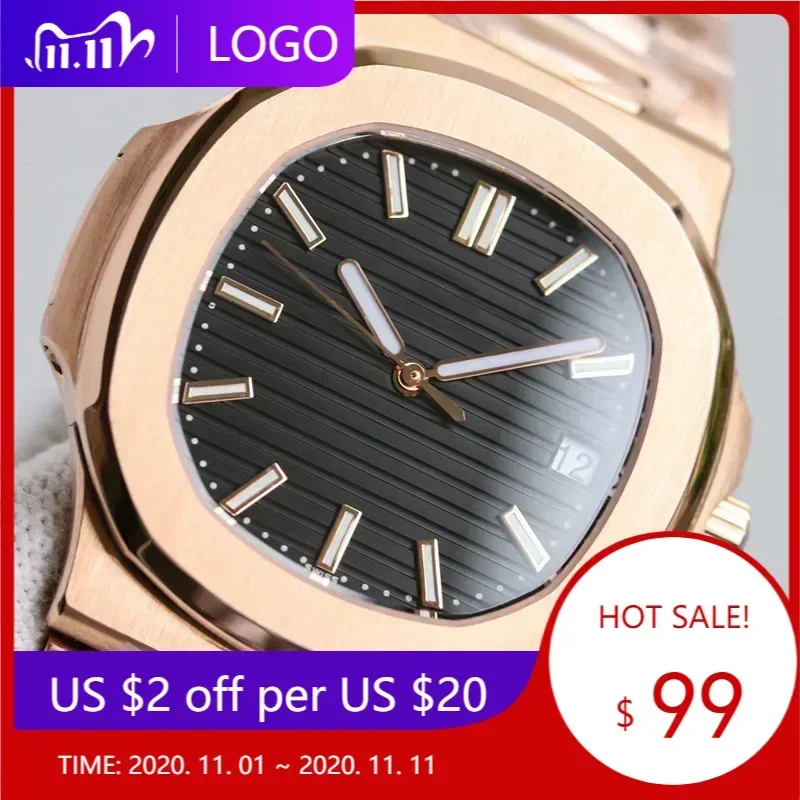 Luxury New Automatic Watch for Men Mechanical Watches 5711 Nautilus Stainless Steel Business Rose Gold Black Blue Luminous