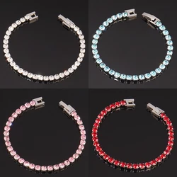 316L 4mm Stainless Steel Bracelet For Women Men's Hip Hop Tennis Chain Bracelets Luxury Color Crystal Zircon Bracelet Jewelry