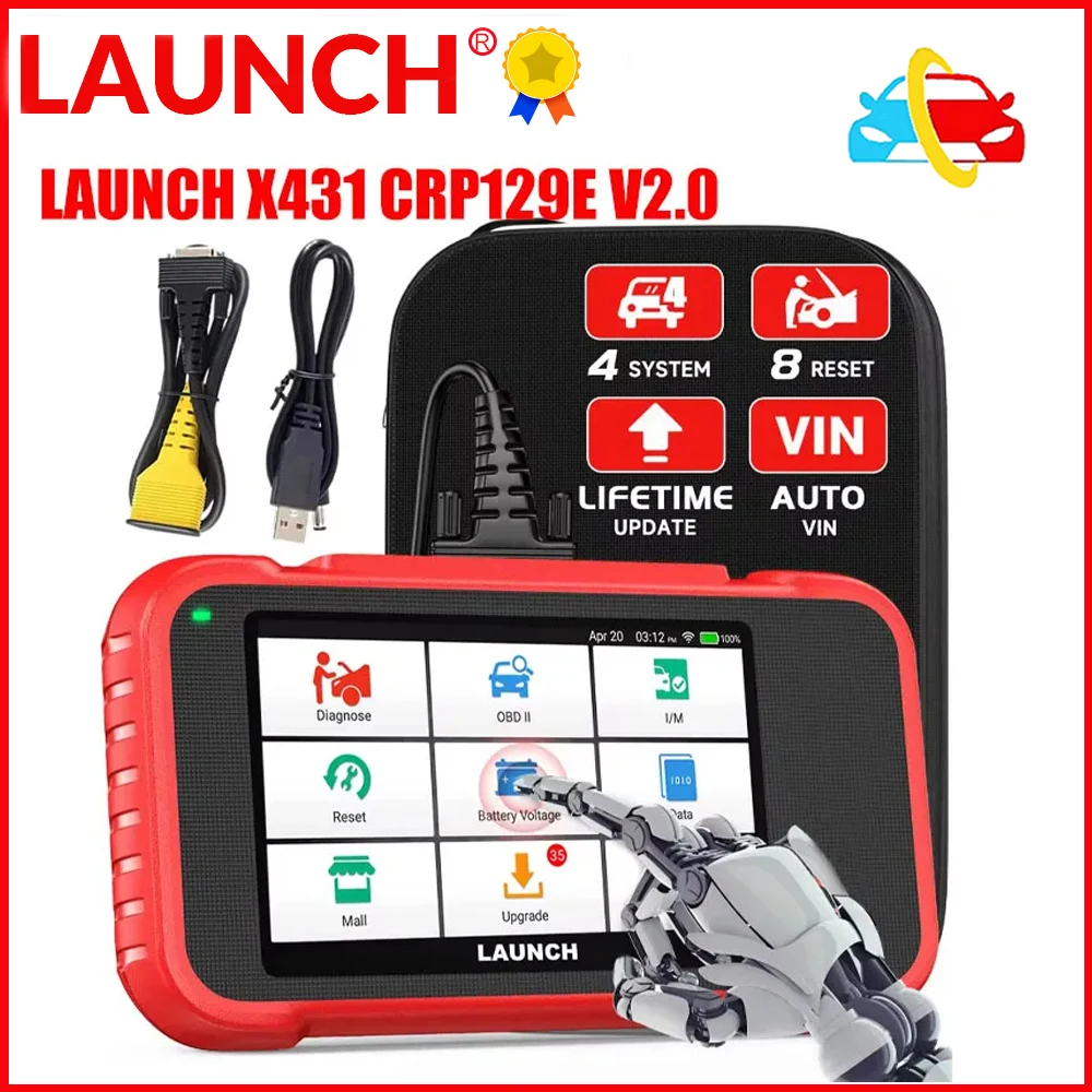 

LAUNCH X431 CRP129E v2.0 OBD2 Scanner ENG ABS SRS AT Oil SAS EPB TPMS DPF Reset Lifetime Free Update Car Diagnostic Tools