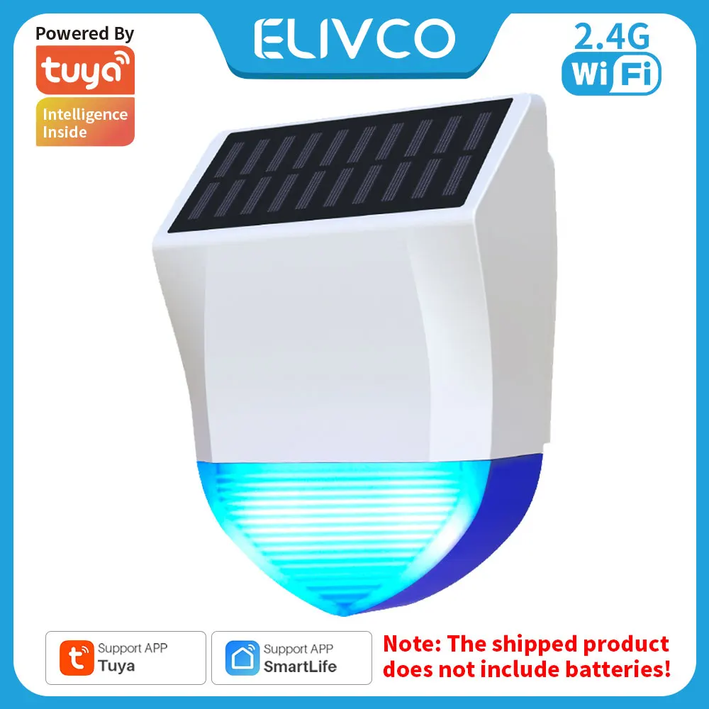

Tuya WiFi Outdoor Siren Alarm,95dB IPX5 Waterproof,Solar Powered Siren,for Home Security APP Remote Monitoring