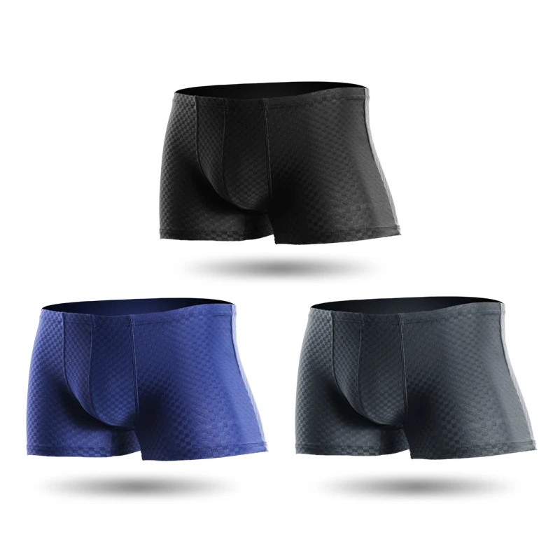 

Мужские трусы-боксеры из ледяного шелка, 1 шт., сетчатые, со средней посадкой, большие, дышащие, летние, сексуальные