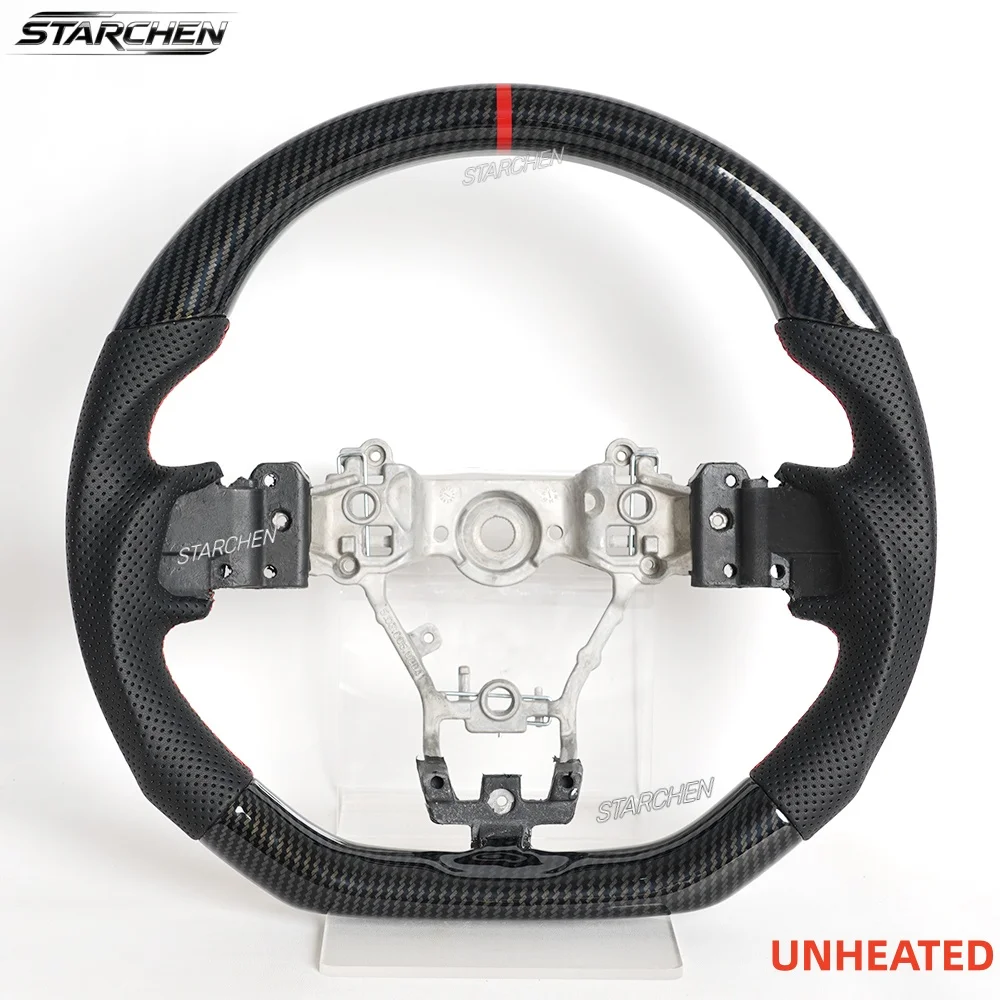 Hydro Dip Carbon Fiber Steering Wheel for Subaru WRX/WRX STI 2015-2021 D-Shaped Flat Bottom Perforated Anti-Slip Perforated Leather (Non-heated)