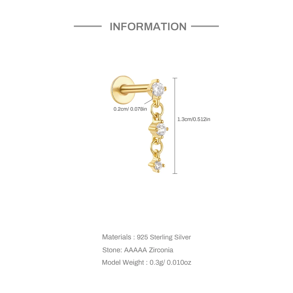 Aide 925 Sterling Silber 1pc Geometrie Multi Piercing Stud Ohrringe Für Frauen K Gold Einfache Elegante Quaste Schmuck Geschenk Pendiente – Detail 27
