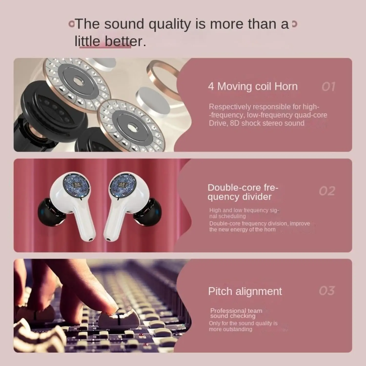 Wireless Bluetooth Earphones,high-Definition Noise Cancelling Calling, Large Capacity Charging Compartment, in Ear Earbuds