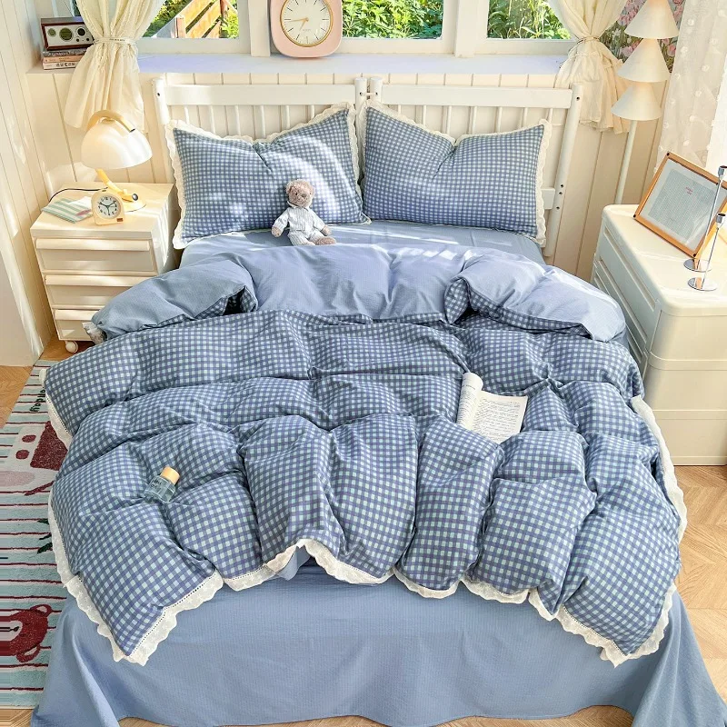 Printed lace single quilt cover small fresh student dormitory home skin-friendly and comfortable, no sheets pillowcase