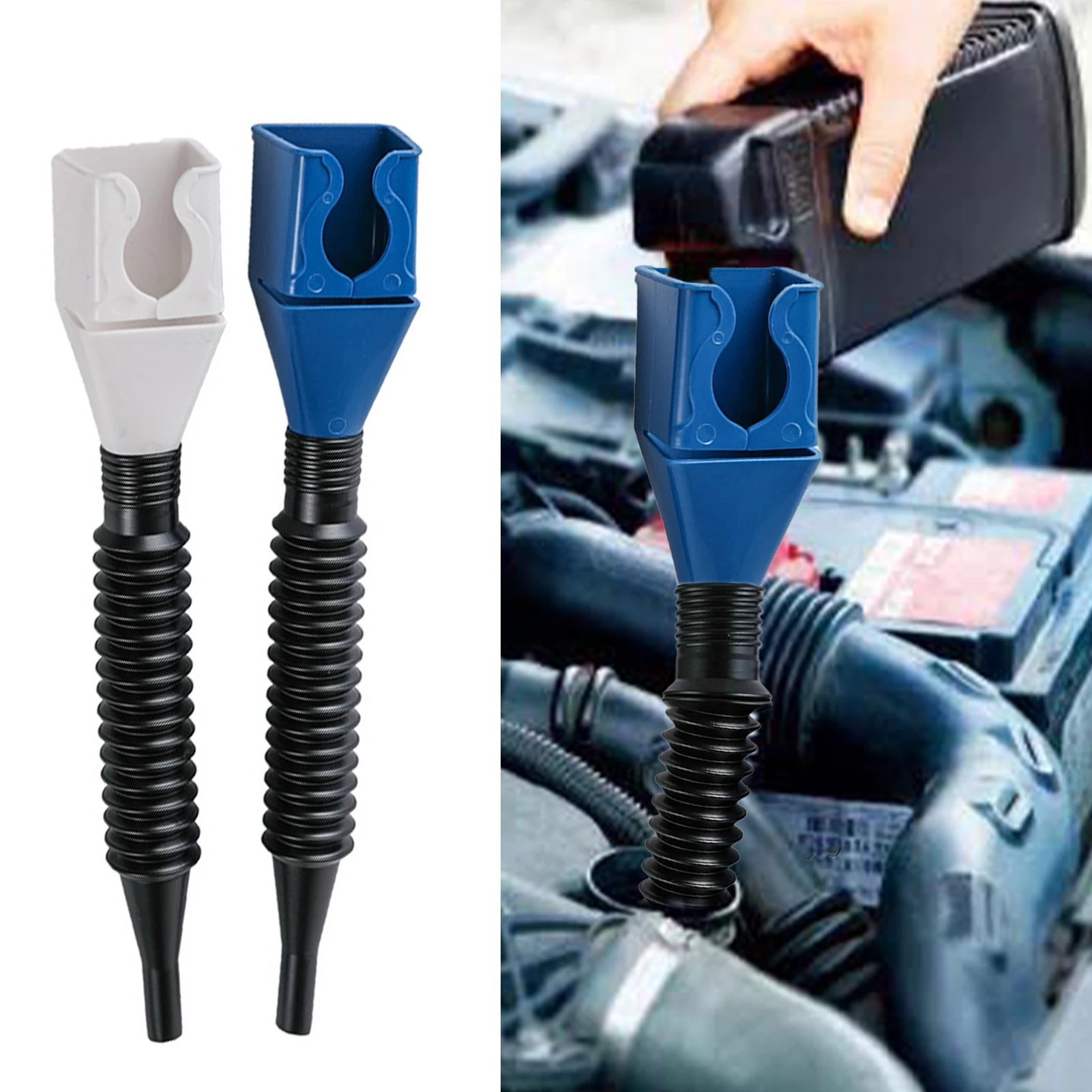 Universal ABS Funnel Flexible Car Refueling Funnel No-spill Universal Funnel For Motorcycle Refueling Oil Blue Or White