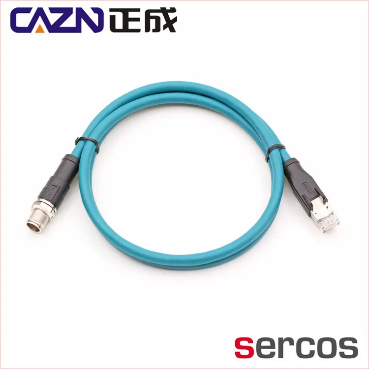 20Meters Ethernet M12 Connector 8 pin X code Male to RJ45 Ethernet Waterproof Cable Connector Sercos Automation Bus Application