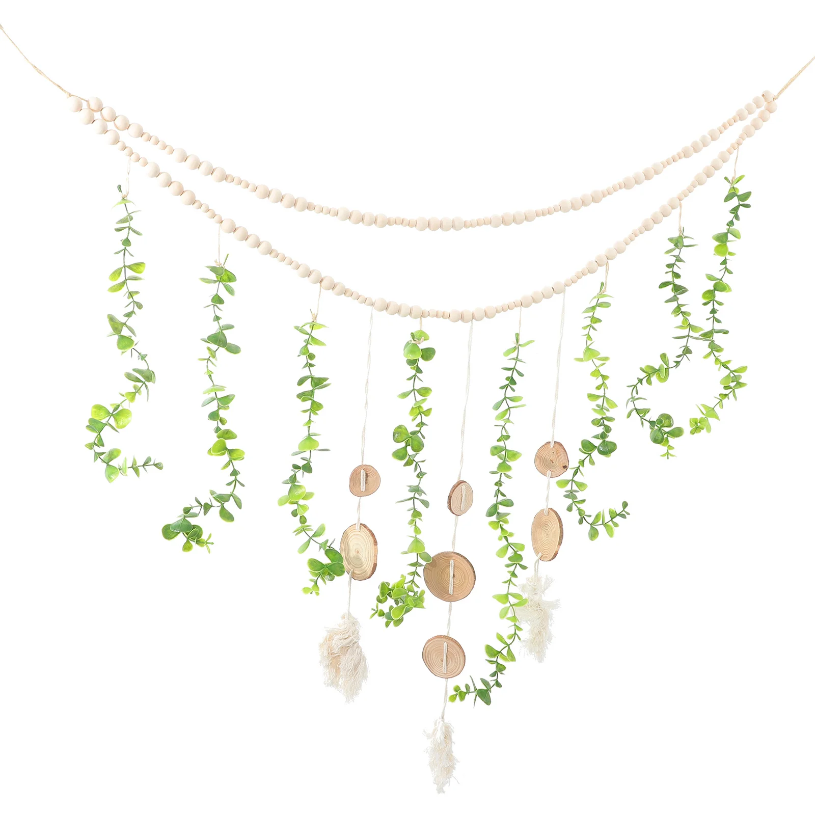 

Hanging Photo Display Macrame Wood Bead Rope Garland Picture Holder for Wall Rustic Home Decor Bedroom Living Room