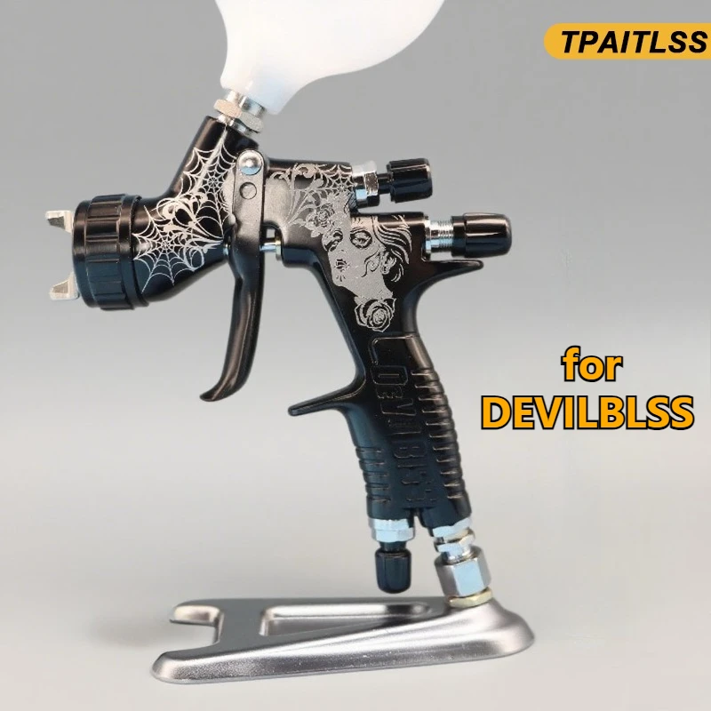 Black Spider Carving Car Spray Gun TE20/T110/1.3mm Mm Nozzle LVMP Paint Tool 600ml Cup Varnish and Primer FOR DEVILBLSS