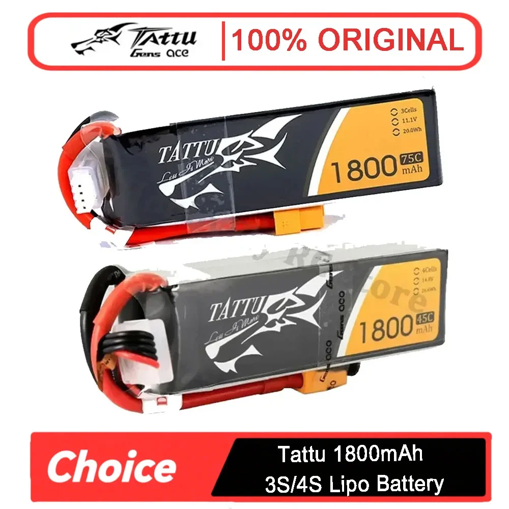 Tattu 3S/4S Lipo-Akku – 1800 mAh 45 C/75 C 11,1 V/14,8 V mit XT60-Stecker für RC FPV-Renndrohnen