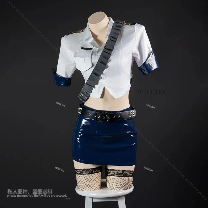 

Чулки, трусики, аниме, костюм, парик, женская полицейская форма, косплей, женские пластиковые наручники, серьги, красный праздничный костюм Halloweena; 2'k, 8;