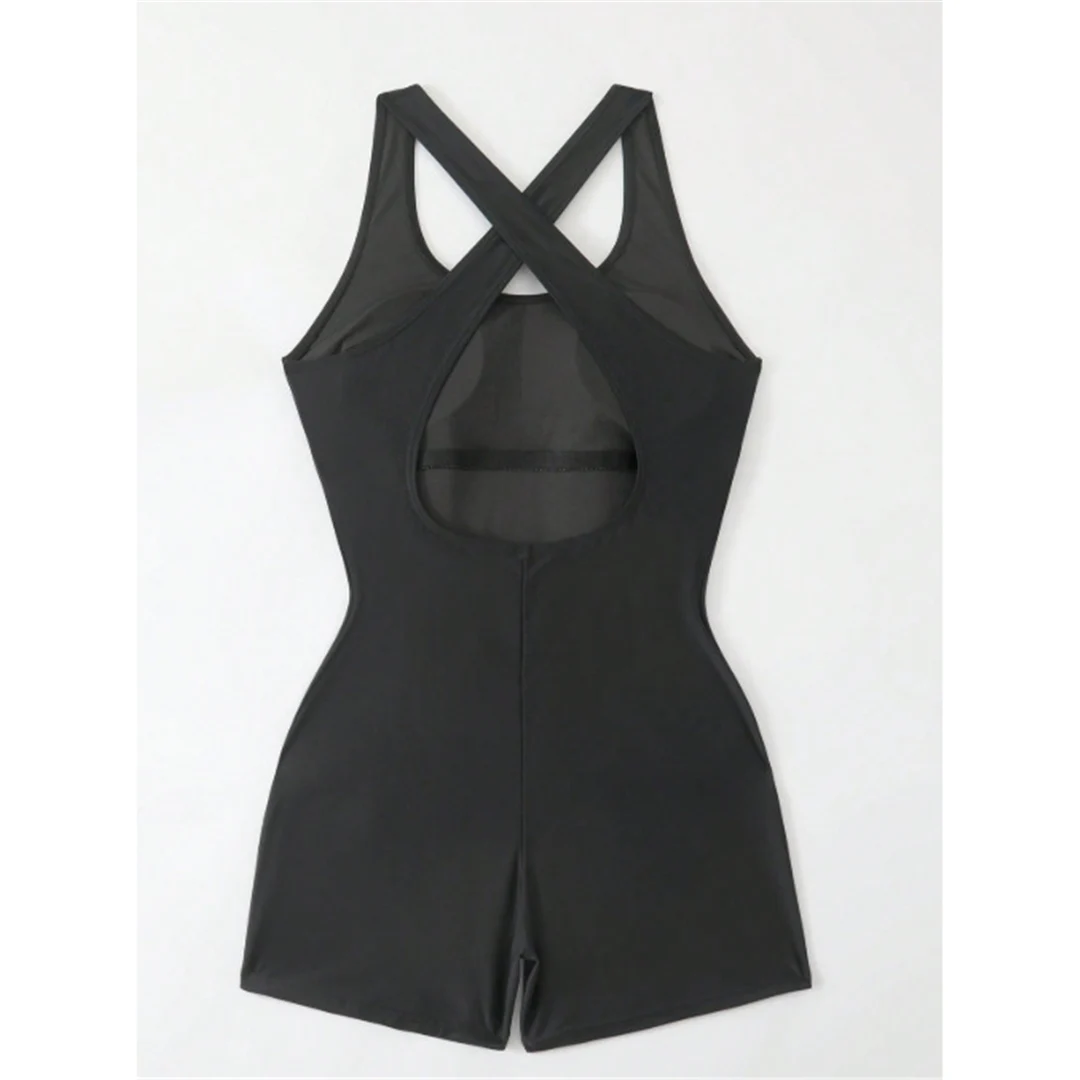 S - XL Schwarzer einteiliger Badeanzug, neu geschnitten, mit ausgeschnittenem Rücken, Surfanzug, Damen-Badebekleidung, Shorts, Badeanzug, Badebekleidung, Badeanzug V7858 – Detail 10