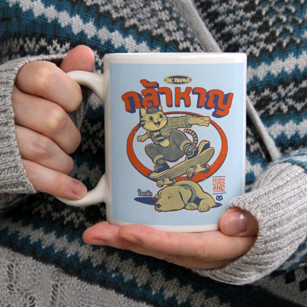 Rad CatCoffee Mug Taza de té Taza de café de 11 oz Taza de cerámica de cumpleaños divertida Taza personalizada