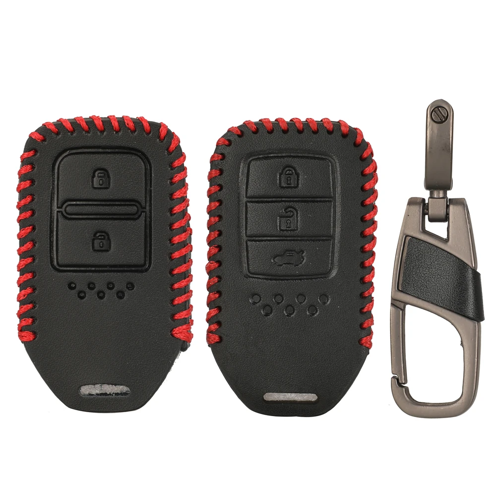 jingyuqin Leather Car Key Cover For Honda Fit Vezel City Civic CRV Jazz BRV BR-V HRV Shuttle Jade Freed Odyssey 2012+ Keychain