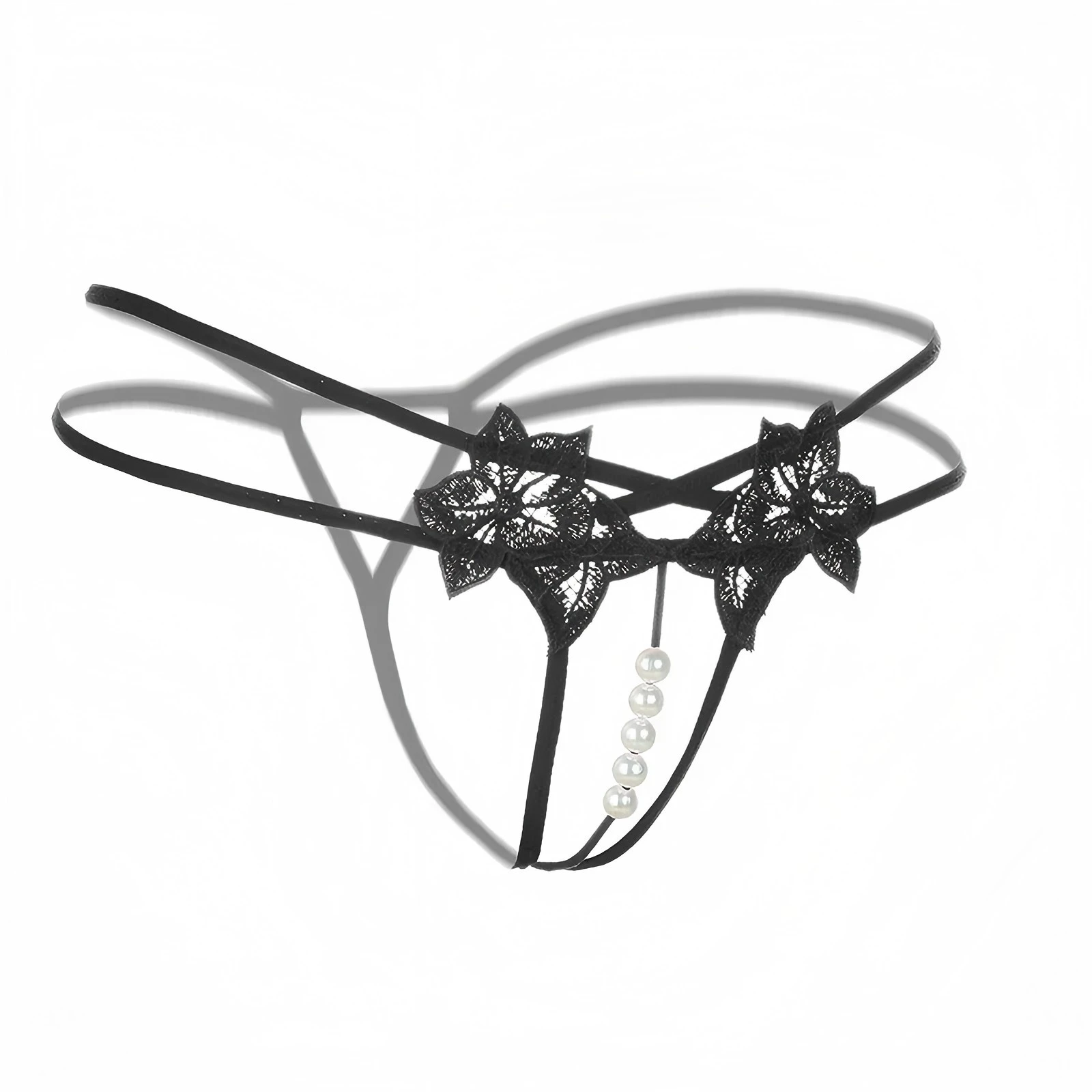 Lingerie with beads; enticing thong; single-row massage lingerie; sexy open-crotch lingerie; novelty lingerie. view 2
