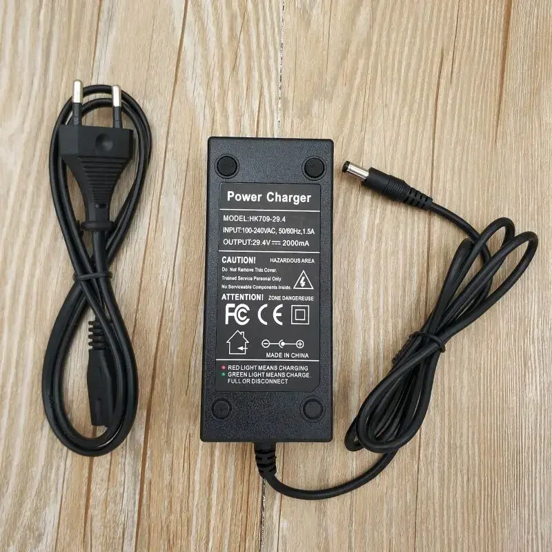 5.5inch FCC ROHS Approval Balance Electric Scooter Battery Charger 24V 29.4V 2000mA for 4 Wheels Skateboard