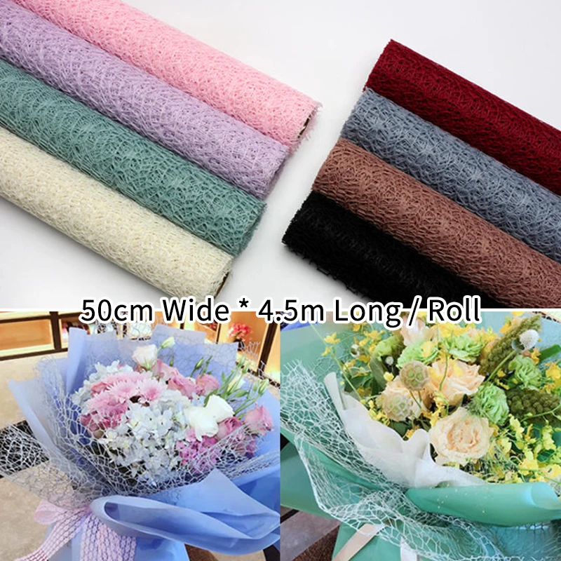 【M】1Roll Flower Wrapping Mesh Paper Iregular Hollow Net Wrapper Floral Bouquet Paper Fresh Flower Florist Packaging Sheet
