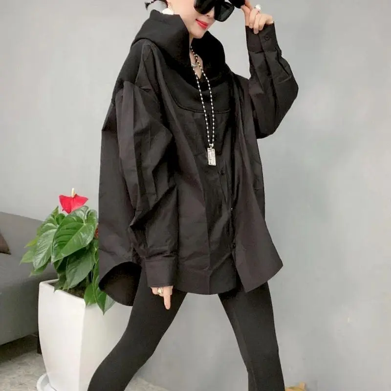 Fashion Hoodies Vrouwen Lente Herfst Trendy Hooded Knop Stiksels Trui Shirt Casual Ontwerp Losse Hoodie Womens Dunne Tops