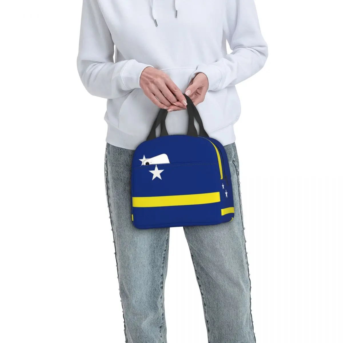 مخصص كوراكاو العلم الحراري معزول أكياس الغداء النساء حاوية الغداء للتخييم في الهواء الطلق السفر صندوق طعام متعدد الوظائف