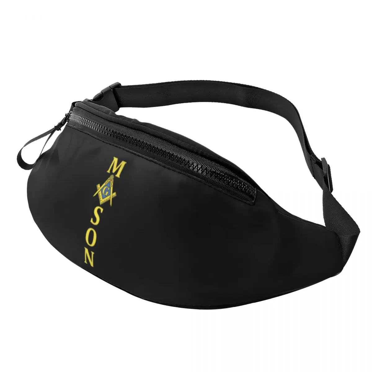 

Custom Classic Freemason Mason Fanny Pack Women Men Casual Freemasonry Crossbody Waist Bag for Camping Biking Phone Money Pouch