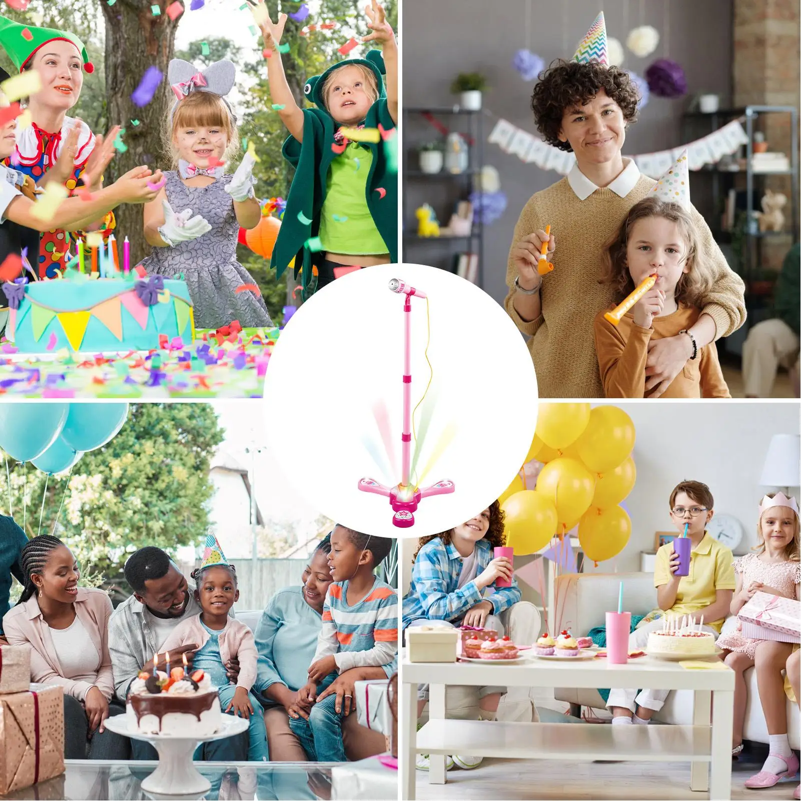 Echo Microphone For Kids With Light Interactive Adjustable Stand Music Toys Karaoke Mics Toy Fun Supplies For Boys Girls