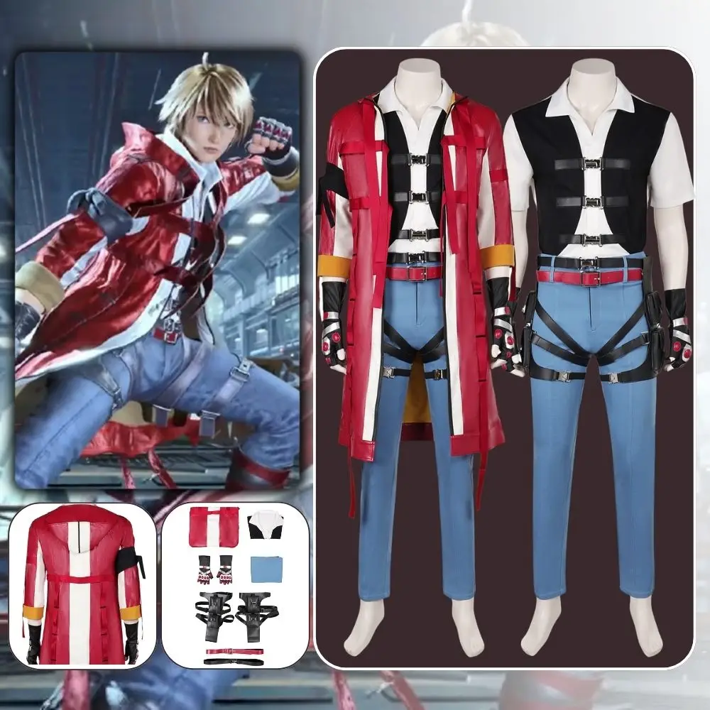 Game Tekken8 LEO Cosplay Costume Disguise for Adult Men Uniform Set Jacket Pants Fantasia Outfits Male Halloween Carnival Suit