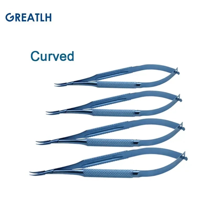 1pcs Ophthalmic Needle Holder Needle Holding Pliers Without Lock Titanium Alloy Ophthalmic Instrument Straight Curved