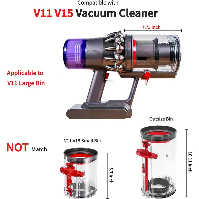 

Dust Container For Dyson V11 V15 SV14 SV15 SV22 Replacement Switch T8 Screwdriver Vacuum Cleaner Dust Collection Bucket