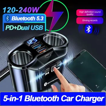 Auto Sigarettenaansteker Splitter Oplader PD QC3.0 Snelle Oplader Dual USB 4.8A Digitale Display Power Adapter Voor Alle Telefoon