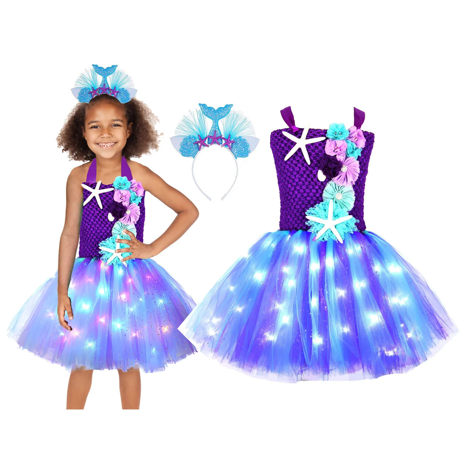 

Shiny Toddler Little Girls Movie Princess Mermaid Ariel Cosplay Halloween Dress Birthday Party Holiday Easter Dress